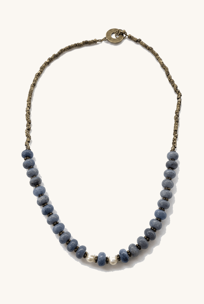 Freshwater Pearl & Dumortierite Necklace